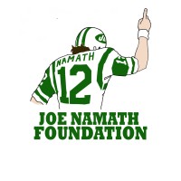 Logo for the Joe Namath Foundation featuring a green-and-white football player with number 12 raising a finger.