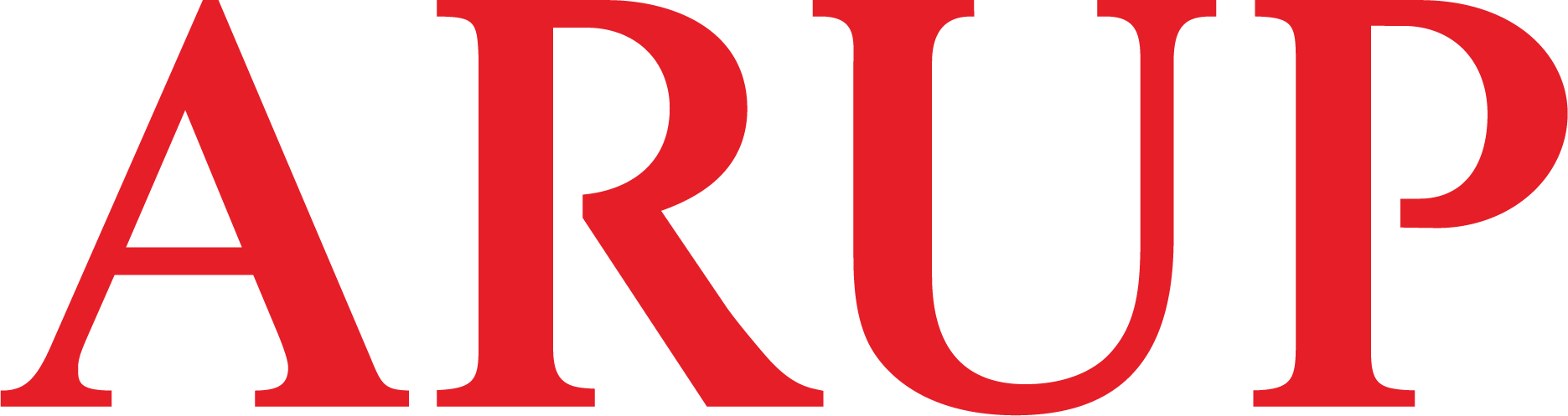 ARUP logo in red wordmark on a white background