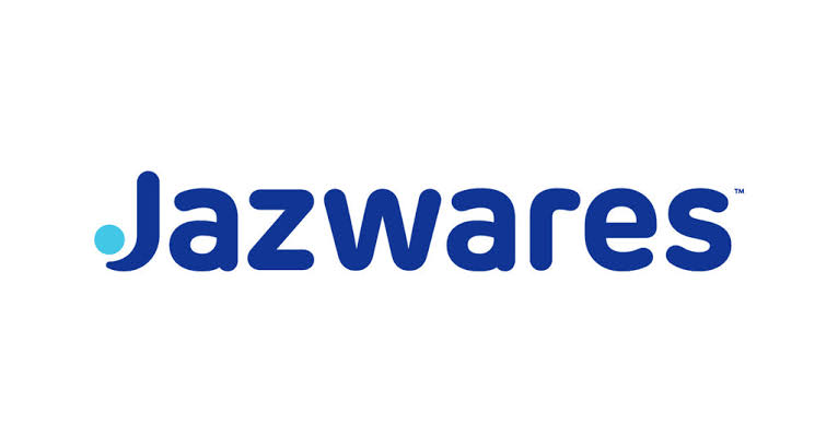 Jazwares logo: bold blue wordmark with a teal dot on the left on a white background]