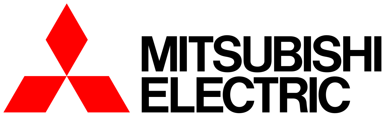 Mitsubishi logo—three red diamonds forming a triangle on a black background.