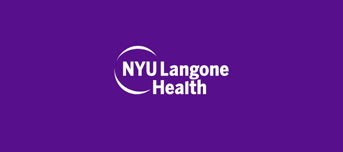 NYU Langone Health logo on a purple background