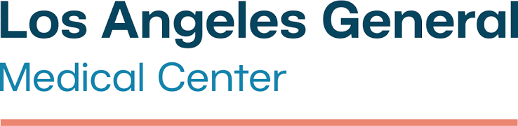 Los Angeles General Medical Center logo with dark teal 'Los Angeles General' text and light teal 'Medical Center' beneath, separated by a peach line.