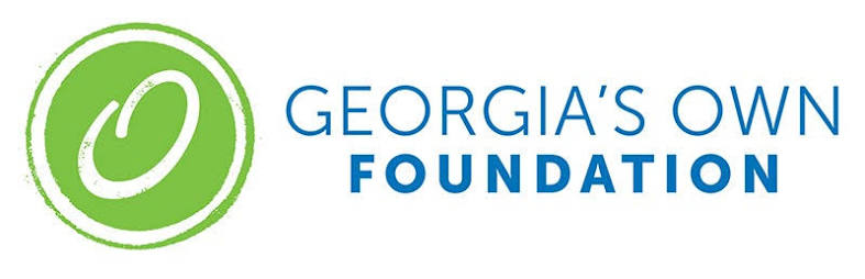 Georgia's Own Foundation logo: lime-green circular emblem on the left with blue text 'GEORGIA'S OWN FOUNDATION' on the right.