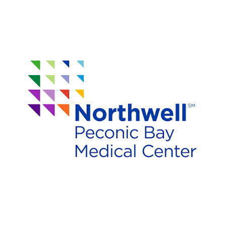 Logo for Northwell Peconic Bay Medical Center featuring a multicolored triangular mosaic to the left and 'Northwell Peconic Bay Medical Center' in blue text.